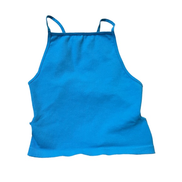 Free People Movement Tighten Up Keyhole Long Tank Top Blue NWOT - Picture 4 of 6